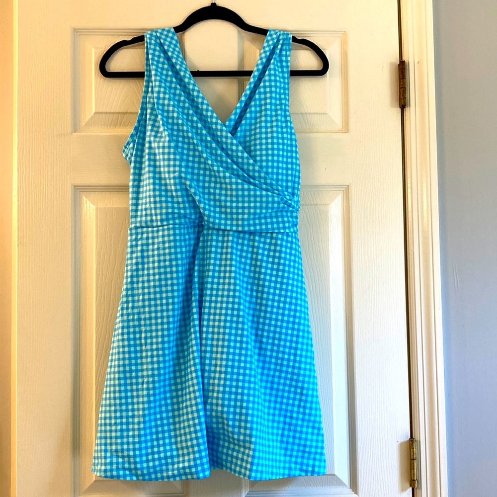 Lands End gingham swim dress NWT